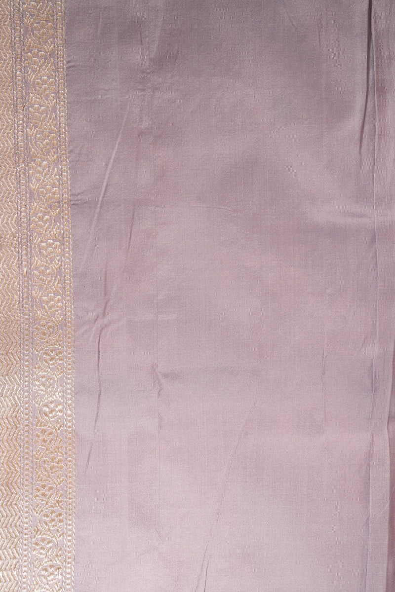 Handloom Kadhua Banarasi Katan Silk Saree - Jaal - Light Violet Minedar Floral