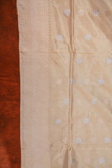Handloom Kadhua Banarasi Katan Silk Saree - Butidar - Beige Sona Rupa Floral
