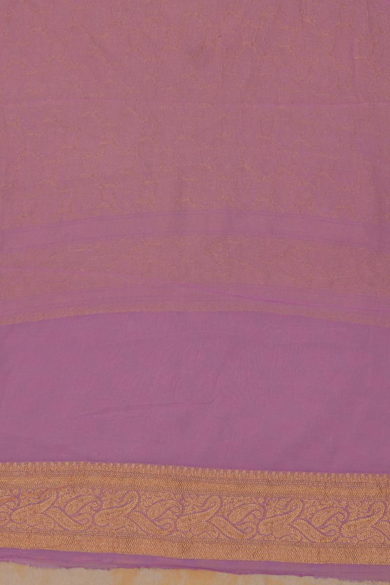 Handloom Georgette Banarasi Silk Saree - Butidar- Lilac