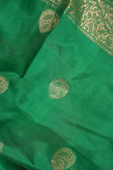 Handloom Kadhua Banarasi Katan Silk Saree - Butidar - Green