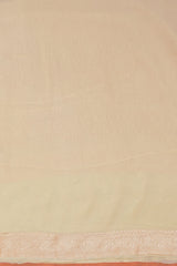 Handloom Georgette Banarasi Silk Saree - Striped - Off White