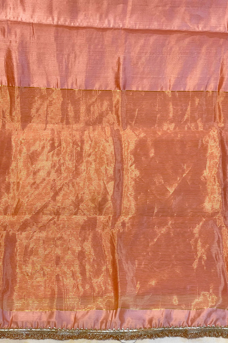 Handloom Silk Chanderi Saree - Light Pink Plain