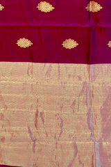 Handloom Silk Chanderi Saree - Fuldani Buta - Wine