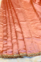 Handloom Silk Chanderi Saree - Light Pink Plain