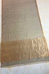 HOV HANDLOOM CHANDERI HALF TISSUE SILK SAREE - ROUND BUTA - 118