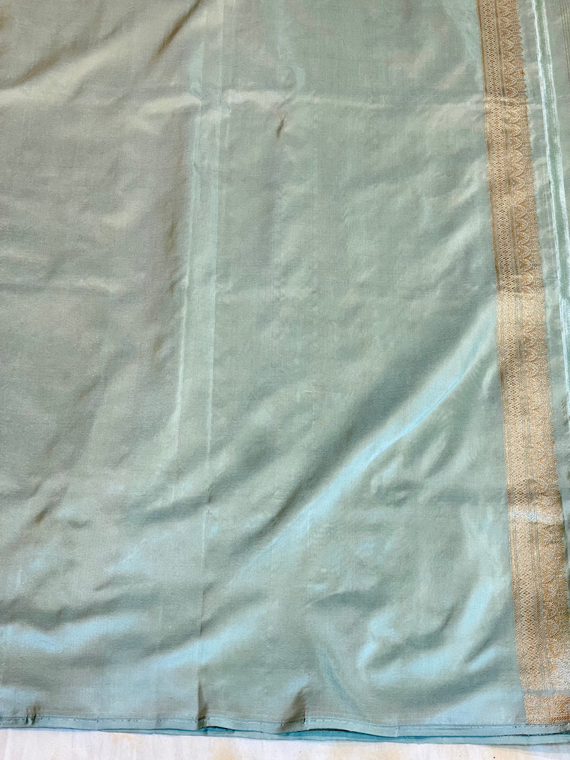 Real Zari Handloom Kadhua Banarasi Katan Silk Saree - Small Butidar - Sky Blue Minedar