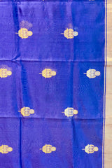 Handloom Silk Chanderi Saree - Sunflower Buta - Blue