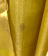 Handloom Chanderi Half Tissue-Circle Buta Green