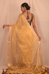 Handloom Tissue Silk Chanderi Saree Antique Gold