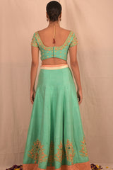 Sky Blue Zardozi Handwork Lehenga Set