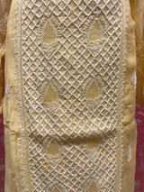 Chikankari Fine Mul Cotton Suit Set - YELLOW