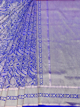 HOV HANDLOOM BANARASI KATAN SILK SAREE - BARCODE - BLUE - 131