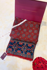 HOV AJARAKH HAND - BLOCK PRINT SAREE - VEGETABLE NATURAL DYES - COTTON SILK MULBERRY - 018