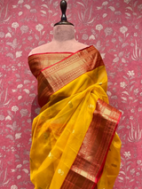 HOV HANDLOOM CHANDERI KATAN SAREE - TRADITIONAL BORDER - 110