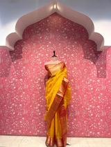 HOV HANDLOOM CHANDERI KATAN SAREE - TRADITIONAL BORDER - 110