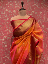 HOV HANDLOOM CHANDERI KATAN SAREE - TRADITIONAL BORDER - 110