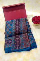 HOV Ajarakh Hand-Block Print Saree - Modal  - 007