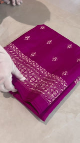 Handembroidered Kantha Silk Saree-Purple Floral Butidar
