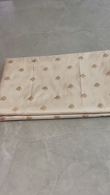 Handloom Banarasi Brocade Silk Fabric - Off White