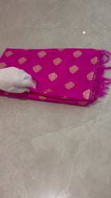 Real Zari Handloom Kadhua Banarasi Katan Silk Saree - Butidar - Hot Floral