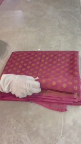 Handloom Fekua Banarasi Khaddi Georgette Silk Saree - Butidar - Old Rose Pink