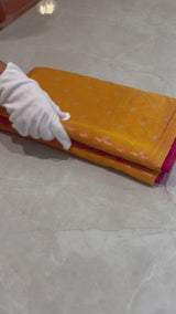 Handwoven Banarasi Saree Yellow Red