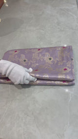Handloom Kadhua Banarasi Katan Silk Saree - Jaal - Light Violet Minedar Floral
