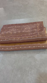 HOV Handloom Pure Zari Tissue Banarasi Katan Silk Saree - Butidar - Beige Kasturi - 087