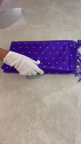 Handloom Kadhua Banarasi Saree - Purple Silver Buti
