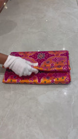 Handloom Ikat Silk Saree- Yellow Pink FIsh Motif