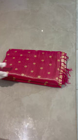 Handlloom Kadhua Banarasi Tissue Silk Saree- Big Border - Red