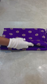 HOV EXCLUSIVE HANDLOOM BANARASI KATAN SILK SAREE - PURPLE - CHEVRON BUTA - 111