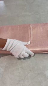 Handloom Banarasi Brocade Silk Fabric - Peach
