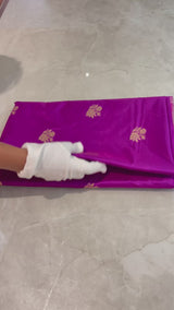 HOV Handloom Banarasi Katan Silk Saree - Butidar Kadhua -Small Rose Border Purple - 062