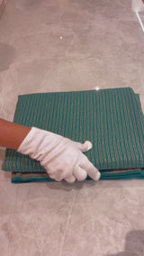 Handloom Fekua Banarasi Khaddi Georgette Silk Saree - Striped - Green