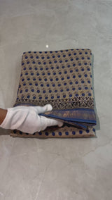 HOV Hand-Block Print Saree Zari Border - 005-01