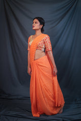 Leheriya - Orange Chiffon Saree