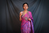 Handloom Leheriya - Violet Pink Tussar Silk Saree